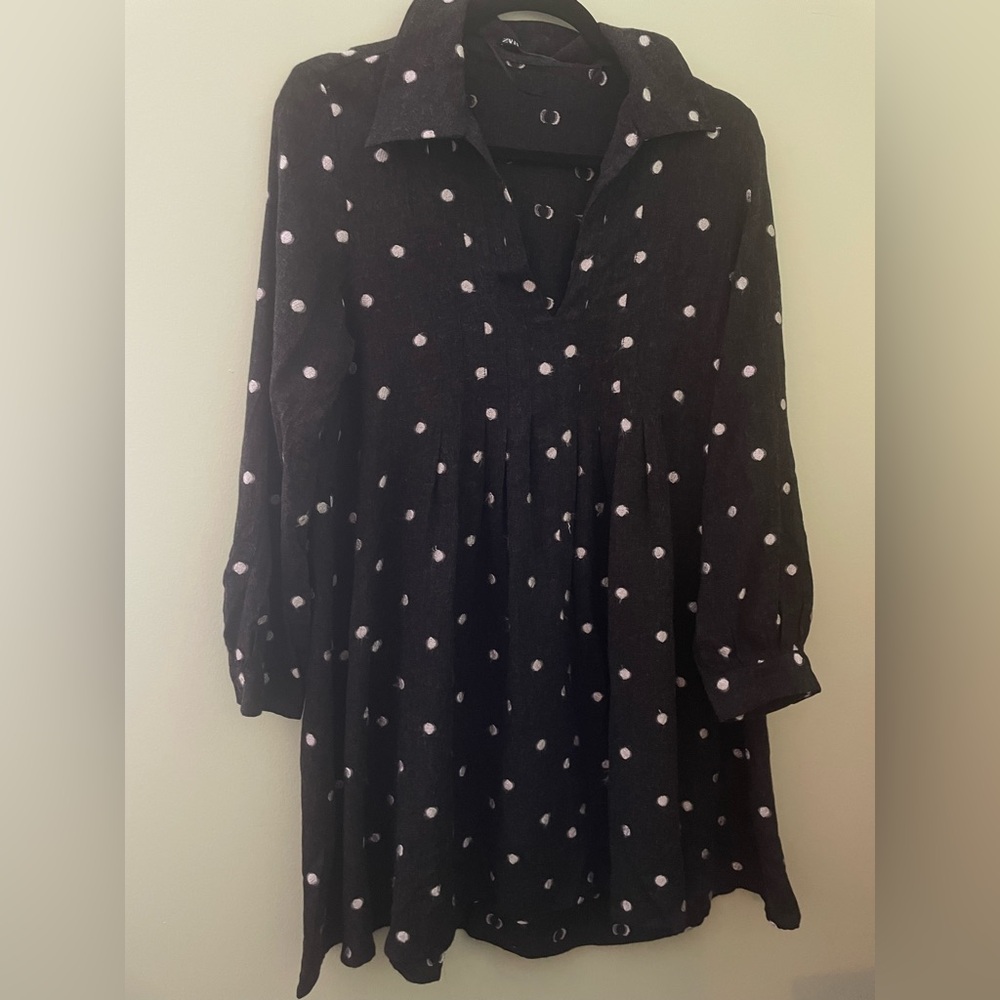 Womens Zara polka dot Mini long sleeve  Dress Size Small